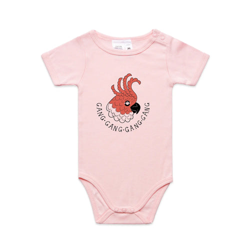 Gang Gang Gang Gang Baby Onesie by Lonely Kids Club. All clothing from our T-shirts to our shorts and hoodies are ethically made, and printed packed and shipped from Sydney.