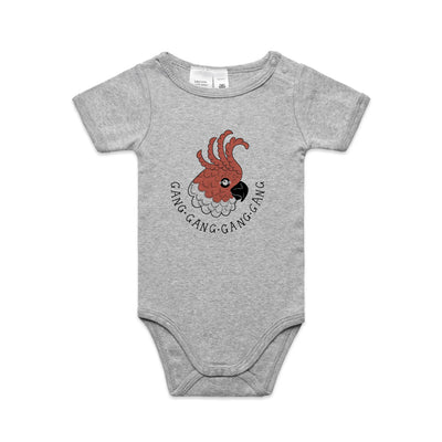 Gang Gang Gang Gang Baby Onesie by Lonely Kids Club. All clothing from our T-shirts to our shorts and hoodies are ethically made, and printed packed and shipped from Sydney.