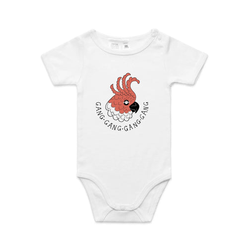 Gang Gang Gang Gang Baby Onesie by Lonely Kids Club. All clothing from our T-shirts to our shorts and hoodies are ethically made, and printed packed and shipped from Sydney.