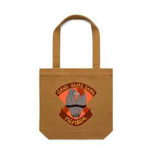 Gang Gang Gang Member Tote by Lonely Kids Club. All clothing from our T-shirts to our shorts and hoodies are ethically made, and printed packed and shipped from Sydney.