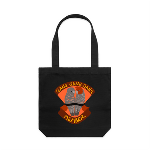 Gang Gang Gang Member Tote by Lonely Kids Club. All clothing from our T-shirts to our shorts and hoodies are ethically made, and printed packed and shipped from Sydney.