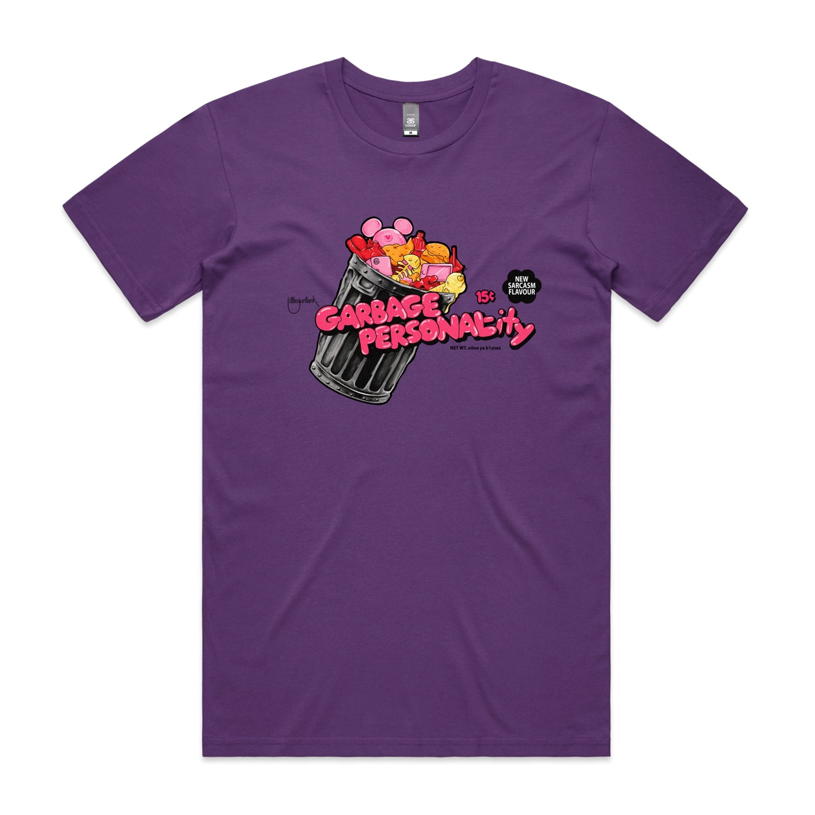 Garbage Personality Tee by Lonely Kids Club. All clothing from our T-shirts to our shorts and hoodies are ethically made, and printed packed and shipped from Sydney.