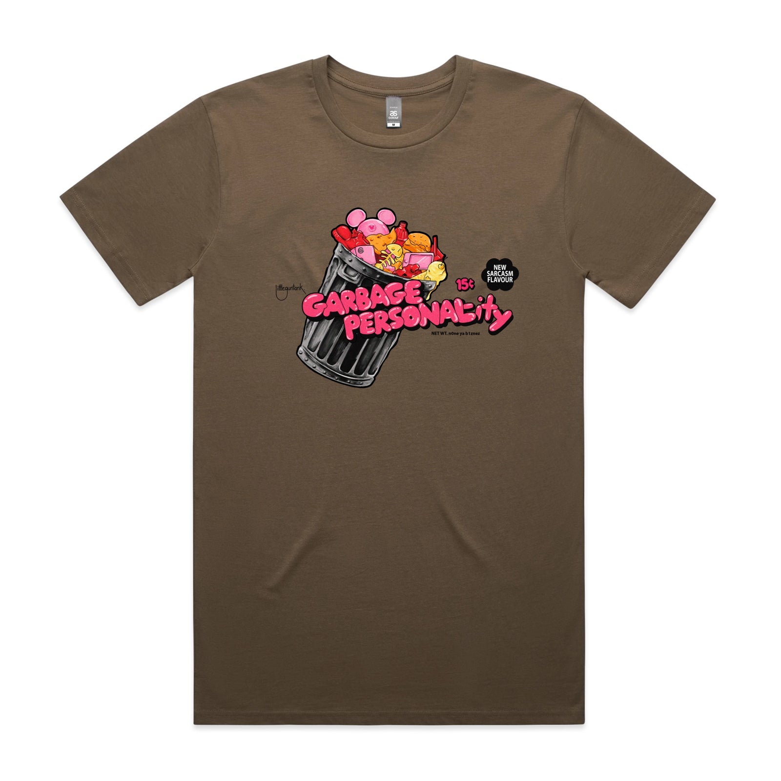 Garbage Personality Tee by Lonely Kids Club. All clothing from our T-shirts to our shorts and hoodies are ethically made, and printed packed and shipped from Sydney.