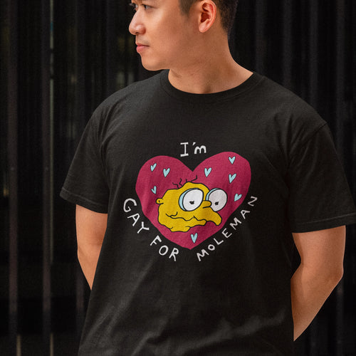 Gay For Moleman Tee by Lonely Kids Club. All clothing from our T-shirts to our shorts and hoodies are ethically made, and printed packed and shipped from Sydney.