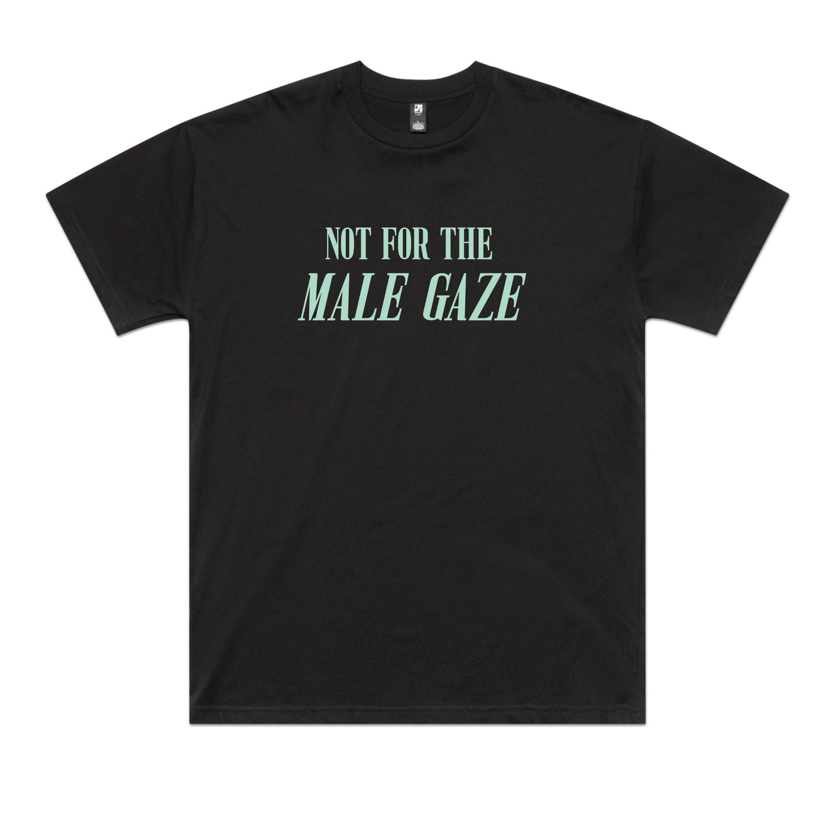 Black oversized t-shirt with Male Gaze graphic by Lonely Kids Club