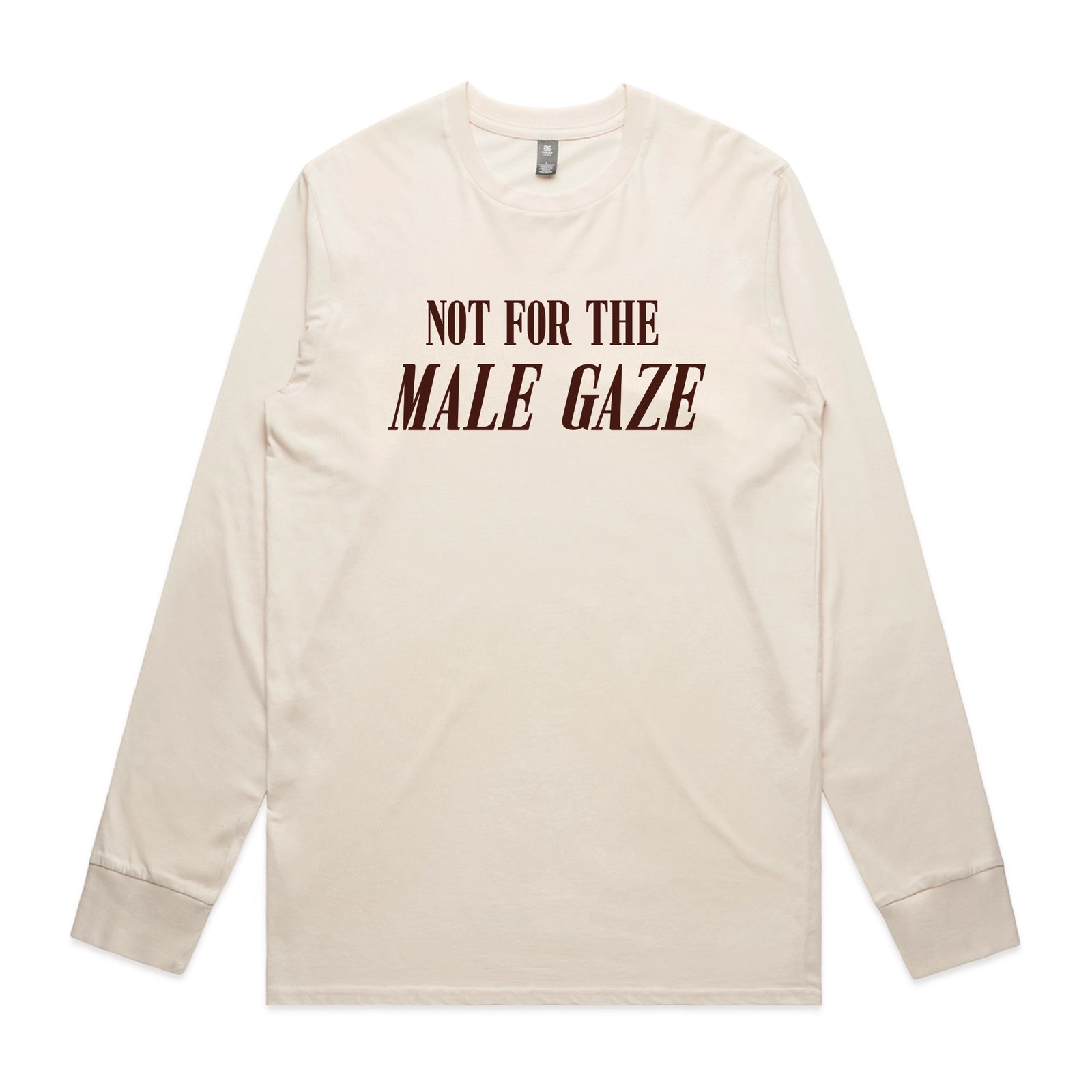 Ecru long sleeve t-shirt with Male Gaze graphic by Lonely Kids Club