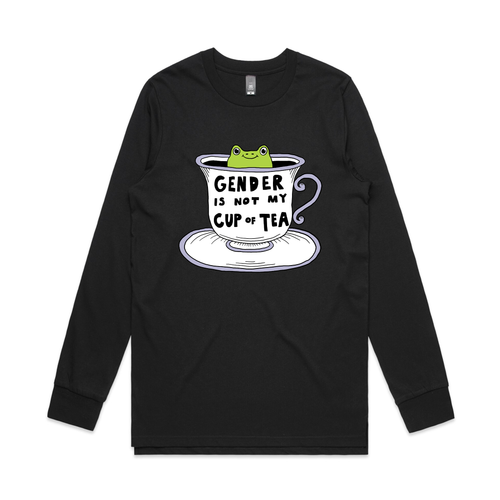 Gender Is Not My Cup Of Tea Tee by Lonely Kids Club. All clothing from our T-shirts to our shorts and hoodies are ethically made, and printed packed and shipped from Sydney.