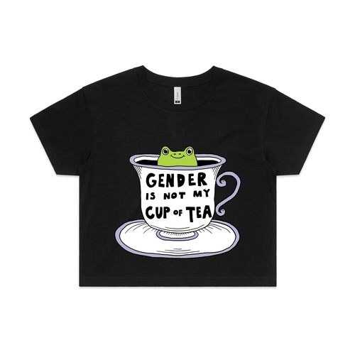 Gender Is Not My Cup Of Tea Tee by Lonely Kids Club. All clothing from our T-shirts to our shorts and hoodies are ethically made, and printed packed and shipped from Sydney.