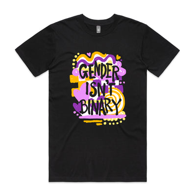 Gender Isn't Binary Tee by Lonely Kids Club. All clothing from our T-shirts to our shorts and hoodies are ethically made, and printed packed and shipped from Sydney.