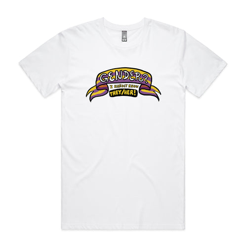 Gender? Tee by Lonely Kids Club. All clothing from our T-shirts to our shorts and hoodies are ethically made, and printed packed and shipped from Sydney.