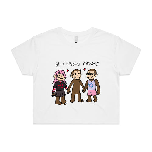 Bi-Curious George Tee by Lonely Kids Club. All clothing from our T-shirts to our shorts and hoodies are ethically made, and printed packed and shipped from Sydney.