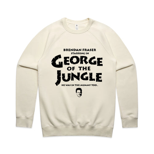 George Of The Jungle Jumper by Lonely Kids Club. All clothing from our T-shirts to our shorts and hoodies are ethically made, and printed packed and shipped from Sydney.