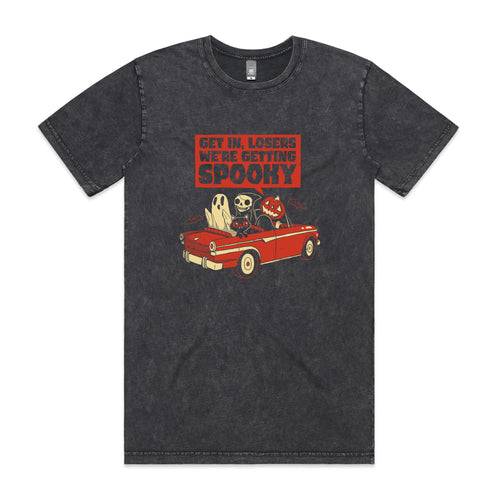 Getting Spooky Tee by Lonely Kids Club. All clothing from our T-shirts to our shorts and hoodies are ethically made, and printed packed and shipped from Sydney.