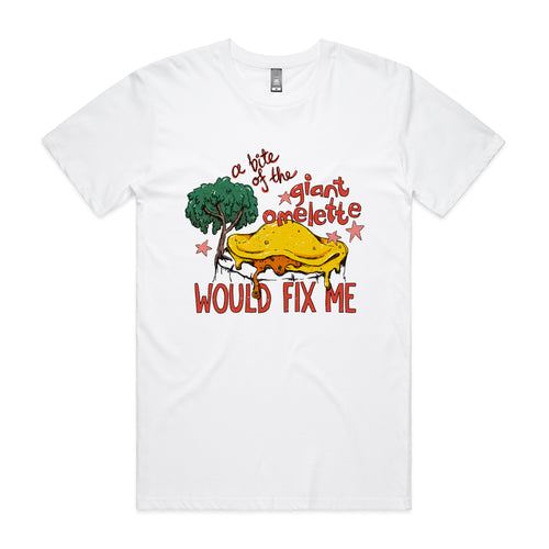 Giant Omelette Tee by Lonely Kids Club. All clothing from our T-shirts to our shorts and hoodies are ethically made, and printed packed and shipped from Sydney.