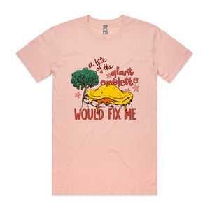 Giant Omelette Tee by Lonely Kids Club. All clothing from our T-shirts to our shorts and hoodies are ethically made, and printed packed and shipped from Sydney.