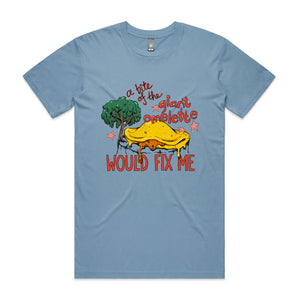 Giant Omelette Tee by Lonely Kids Club. All clothing from our T-shirts to our shorts and hoodies are ethically made, and printed packed and shipped from Sydney.