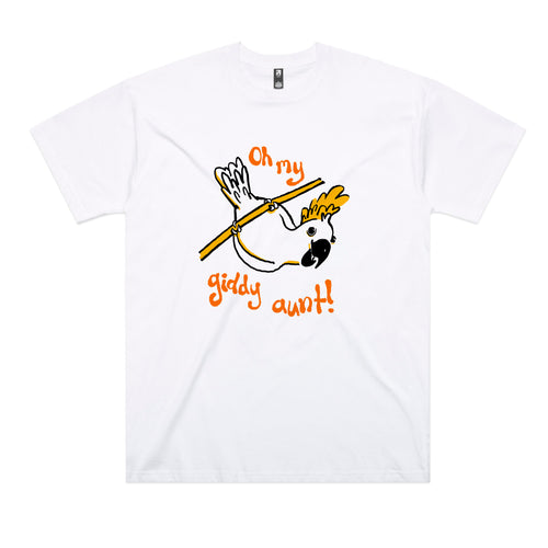 Giddy Aunt Tee by Lonely Kids Club. All clothing from our T-shirts to our shorts and hoodies are ethically made, and printed packed and shipped from Sydney.