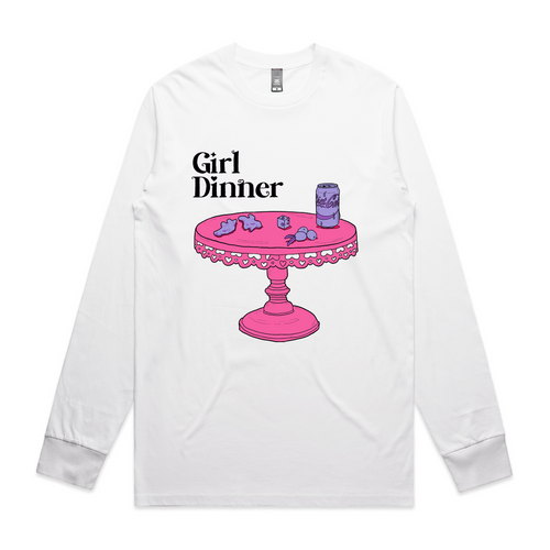Girl Dinner Tee by Lonely Kids Club. All clothing from our T-shirts to our shorts and hoodies are ethically made, and printed packed and shipped from Sydney.