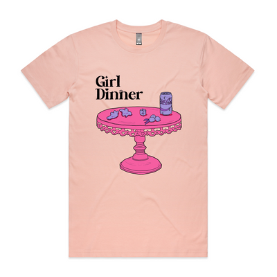 Girl Dinner Tee by Lonely Kids Club. All clothing from our T-shirts to our shorts and hoodies are ethically made, and printed packed and shipped from Sydney.