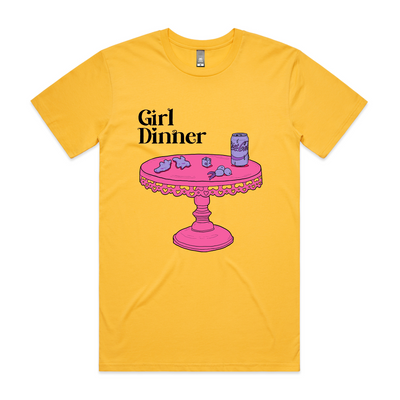 Girl Dinner Tee by Lonely Kids Club. All clothing from our T-shirts to our shorts and hoodies are ethically made, and printed packed and shipped from Sydney.