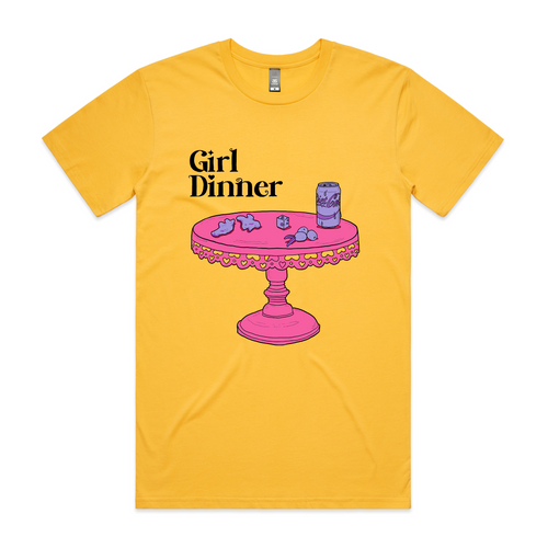 Girl Dinner Tee by Lonely Kids Club. All clothing from our T-shirts to our shorts and hoodies are ethically made, and printed packed and shipped from Sydney.