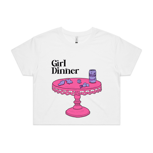 Girl Dinner Tee by Lonely Kids Club. All clothing from our T-shirts to our shorts and hoodies are ethically made, and printed packed and shipped from Sydney.