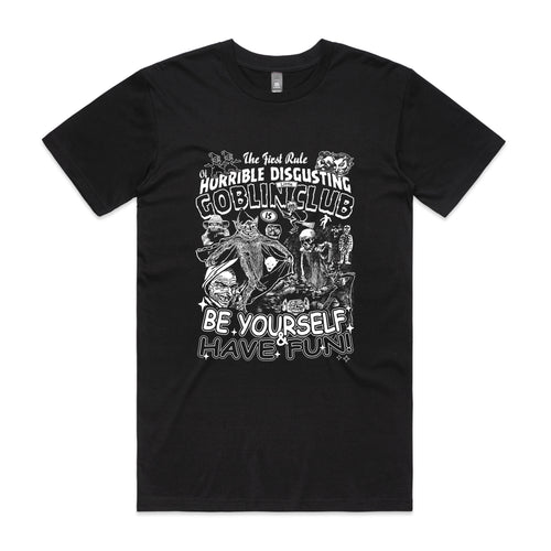 Goblin Club Tee by Lonely Kids Club. All clothing from our T-shirts to our shorts and hoodies are ethically made, and printed packed and shipped from Sydney.