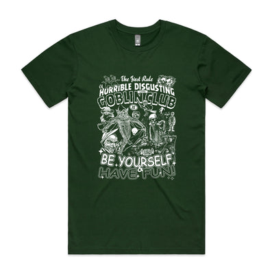 Goblin Club Tee by Lonely Kids Club. All clothing from our T-shirts to our shorts and hoodies are ethically made, and printed packed and shipped from Sydney.