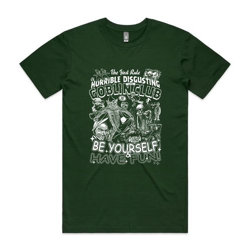 Goblin Club Tee by Lonely Kids Club. All clothing from our T-shirts to our shorts and hoodies are ethically made, and printed packed and shipped from Sydney.