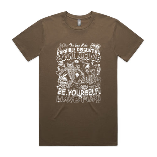 Goblin Club Tee by Lonely Kids Club. All clothing from our T-shirts to our shorts and hoodies are ethically made, and printed packed and shipped from Sydney.