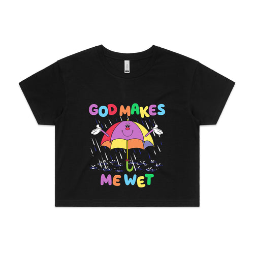 God Makes Me Wet Tee by Lonely Kids Club. All clothing from our T-shirts to our shorts and hoodies are ethically made, and printed packed and shipped from Sydney.