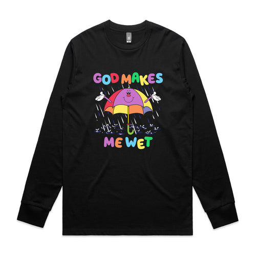 God Makes Me Wet Tee by Lonely Kids Club. All clothing from our T-shirts to our shorts and hoodies are ethically made, and printed packed and shipped from Sydney.