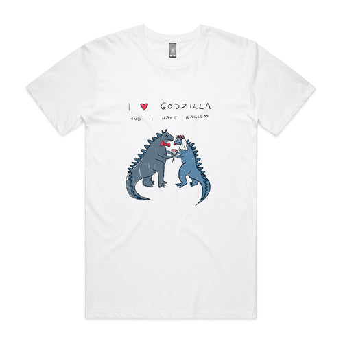 Godzilla Tee by Lonely Kids Club. All clothing from our T-shirts to our shorts and hoodies are ethically made, and printed packed and shipped from Sydney.