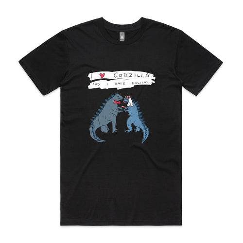 Godzilla Tee by Lonely Kids Club. All clothing from our T-shirts to our shorts and hoodies are ethically made, and printed packed and shipped from Sydney.
