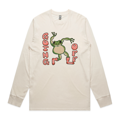 Going Off Tee by Lonely Kids Club. All clothing from our T-shirts to our shorts and hoodies are ethically made, and printed packed and shipped from Sydney.