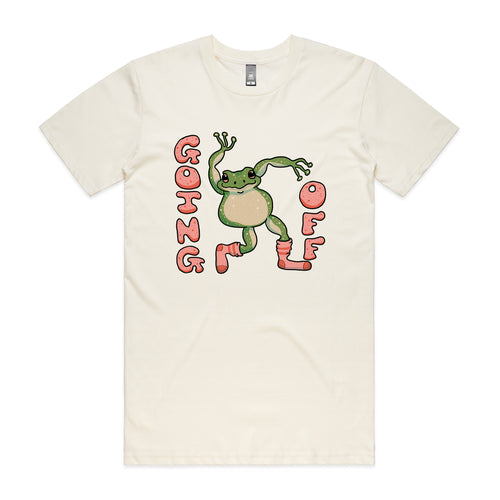 Going Off Tee by Lonely Kids Club. All clothing from our T-shirts to our shorts and hoodies are ethically made, and printed packed and shipped from Sydney.