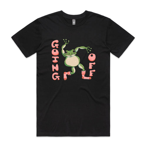 Going Off Tee by Lonely Kids Club. All clothing from our T-shirts to our shorts and hoodies are ethically made, and printed packed and shipped from Sydney.