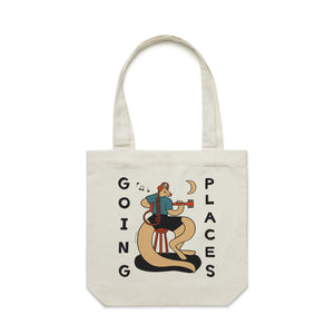 Going Places Tote by Lonely Kids Club. All clothing from our T-shirts to our shorts and hoodies are ethically made, and printed packed and shipped from Sydney.