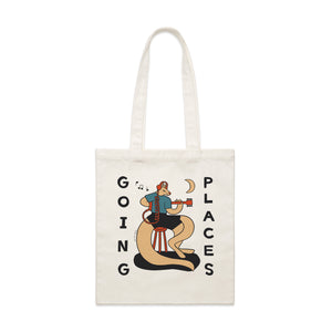 Going Places Tote by Lonely Kids Club. All clothing from our T-shirts to our shorts and hoodies are ethically made, and printed packed and shipped from Sydney.
