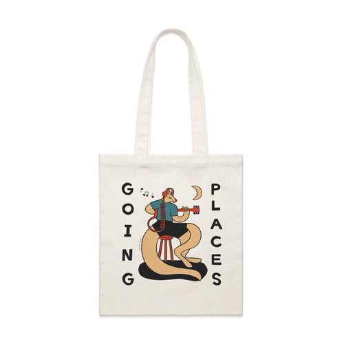 Going Places Tote by Lonely Kids Club. All clothing from our T-shirts to our shorts and hoodies are ethically made, and printed packed and shipped from Sydney.
