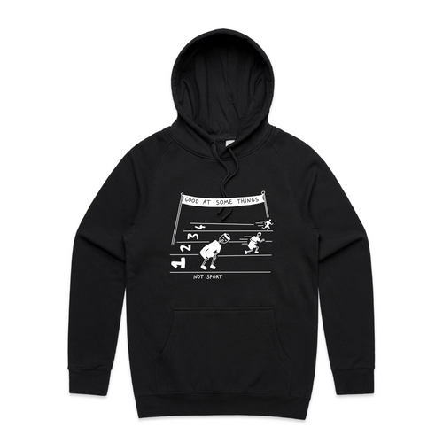 Good At Some Things Hoodie by Lonely Kids Club. All clothing from our T-shirts to our shorts and hoodies are ethically made, and printed packed and shipped from Sydney.