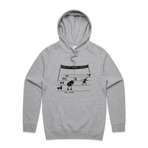 Good At Some Things Hoodie by Lonely Kids Club. All clothing from our T-shirts to our shorts and hoodies are ethically made, and printed packed and shipped from Sydney.