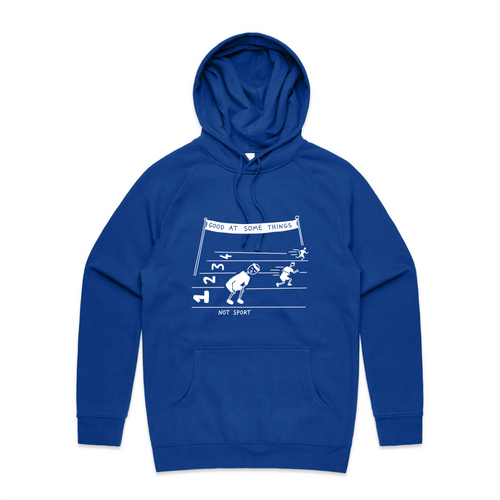 Good At Some Things Hoodie by Lonely Kids Club. All clothing from our T-shirts to our shorts and hoodies are ethically made, and printed packed and shipped from Sydney.