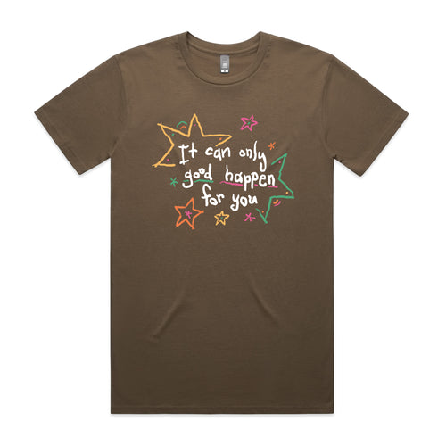 Good Happen Tee by Lonely Kids Club. All clothing from our T-shirts to our shorts and hoodies are ethically made, and printed packed and shipped from Sydney.