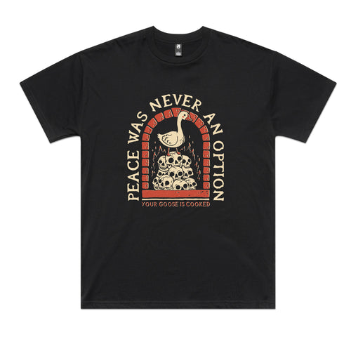 Your Goose Is Cooked Tee by Lonely Kids Club. All clothing from our T-shirts to our shorts and hoodies are ethically made, and printed packed and shipped from Sydney.