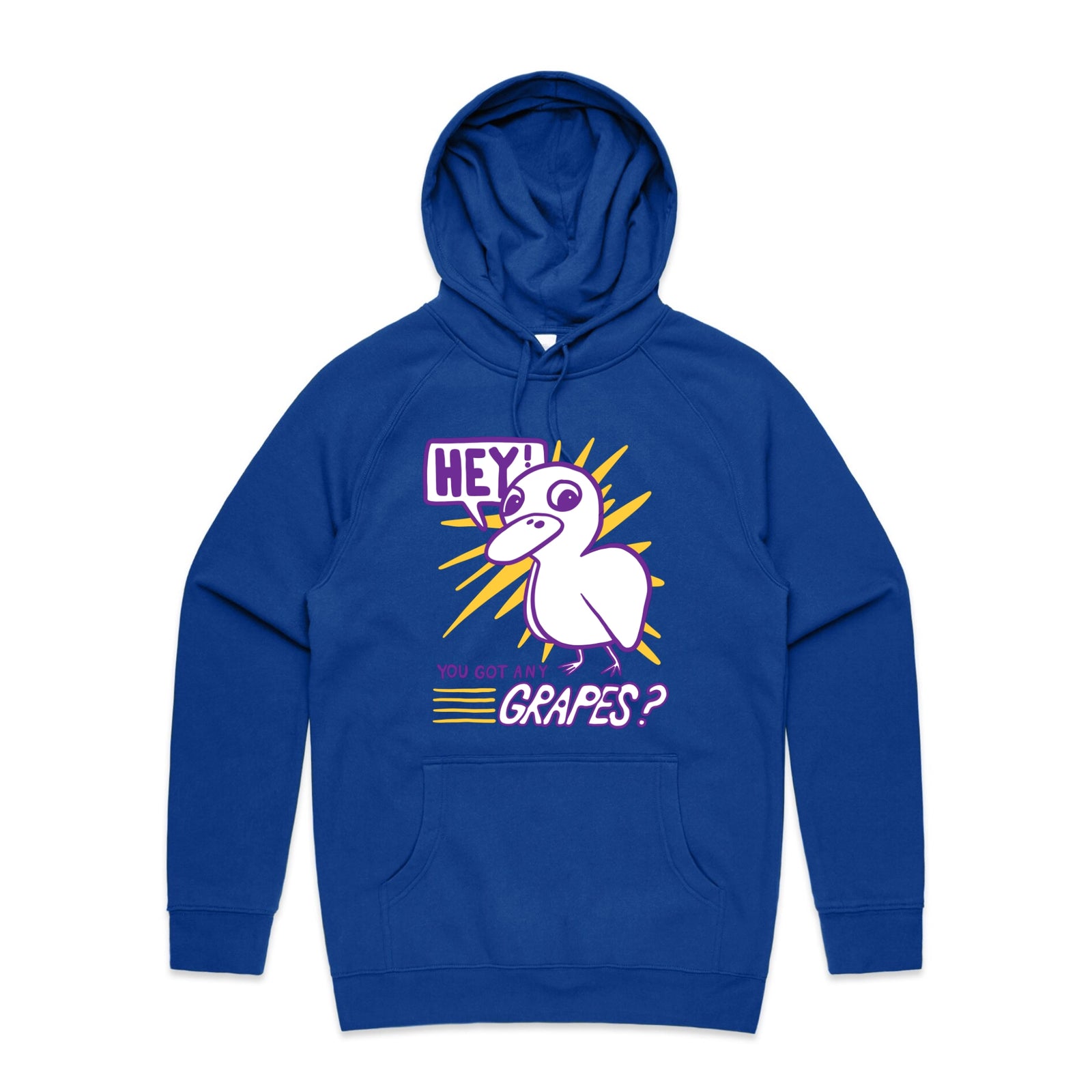 Got Any Grapes Hoodie by Lonely Kids Club. All clothing from our T-shirts to our shorts and hoodies are ethically made, and printed packed and shipped from Sydney.