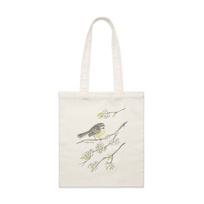 Grey Fantail Tote by Lonely Kids Club. All clothing from our T-shirts to our shorts and hoodies are ethically made, and printed packed and shipped from Sydney.