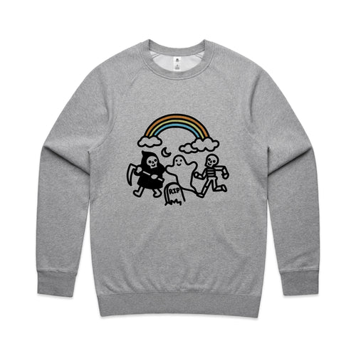 Grim Ghost Skeleton Jumper by Lonely Kids Club. All clothing from our T-shirts to our shorts and hoodies are ethically made, and printed packed and shipped from Sydney.