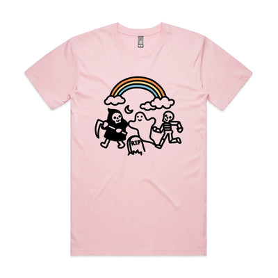 Grim Ghost Skeleton Tee by Lonely Kids Club. All clothing from our T-shirts to our shorts and hoodies are ethically made, and printed packed and shipped from Sydney.