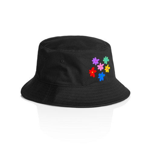 Shuturp Flowers Bucket Hat by Lonely Kids Club. All clothing from our T-shirts to our shorts and hoodies are ethically made, and printed packed and shipped from Sydney.